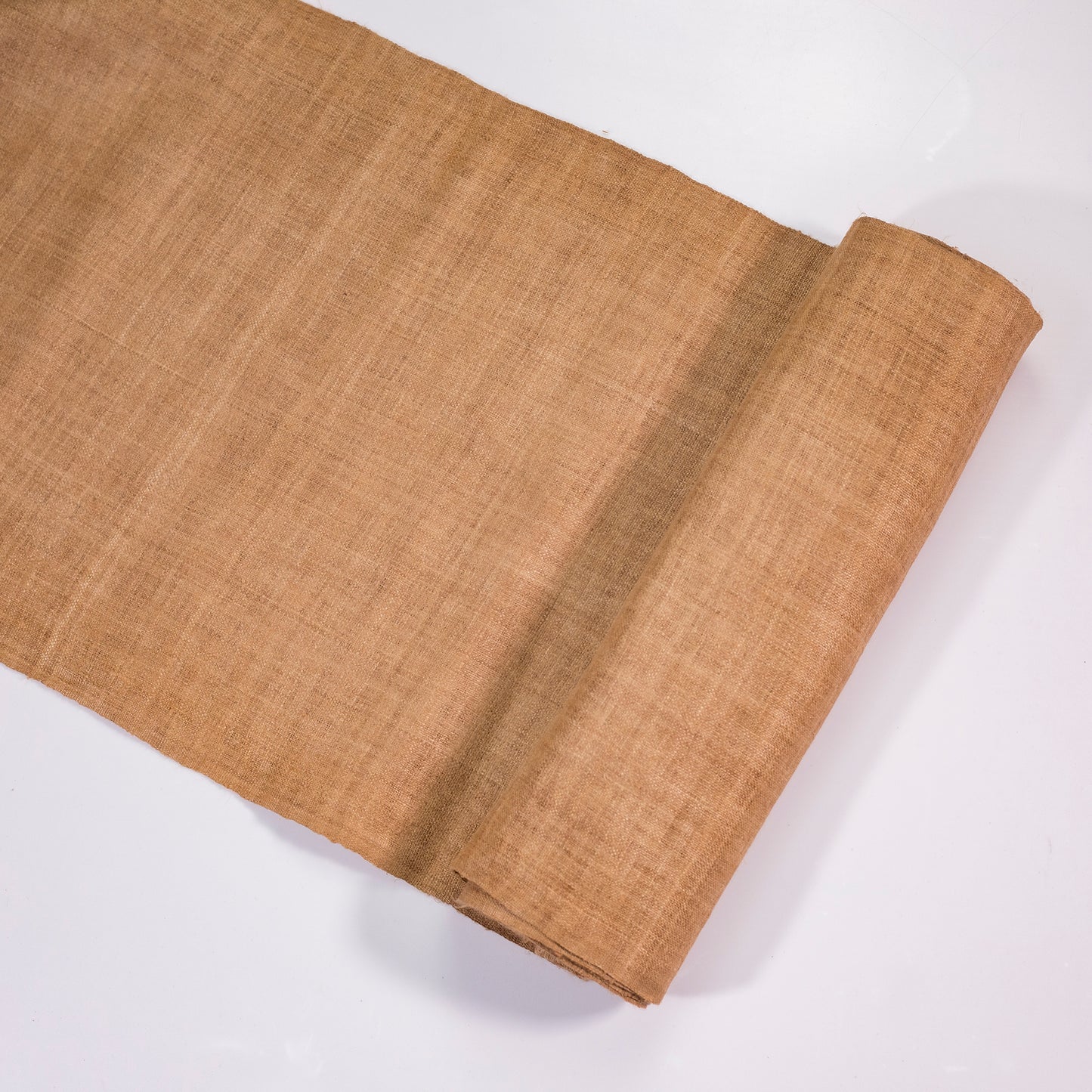 Raw hemp fabric, natural color in LIGHT SEPIA BROWN