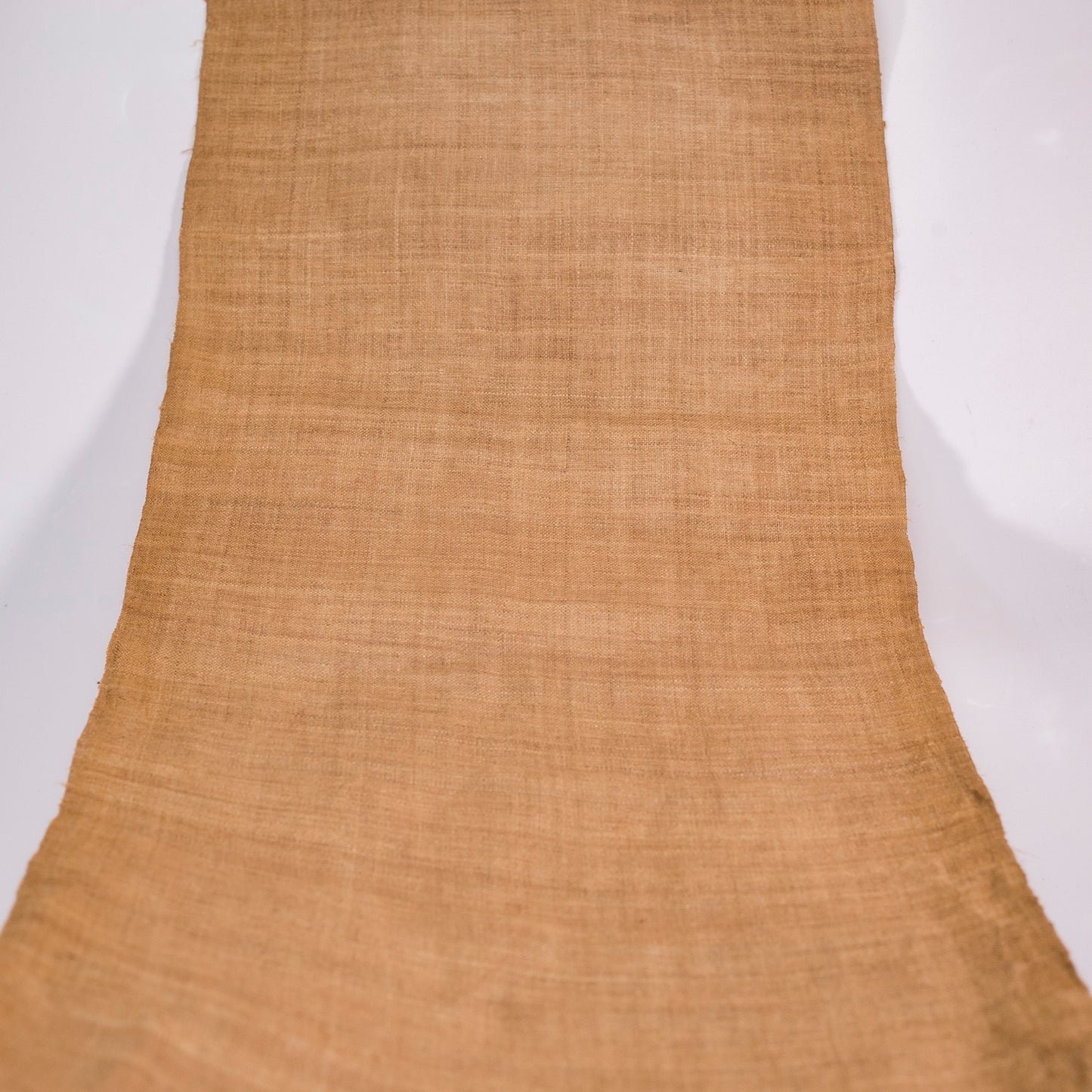 Raw hemp fabric, natural color in LIGHT SEPIA BROWN