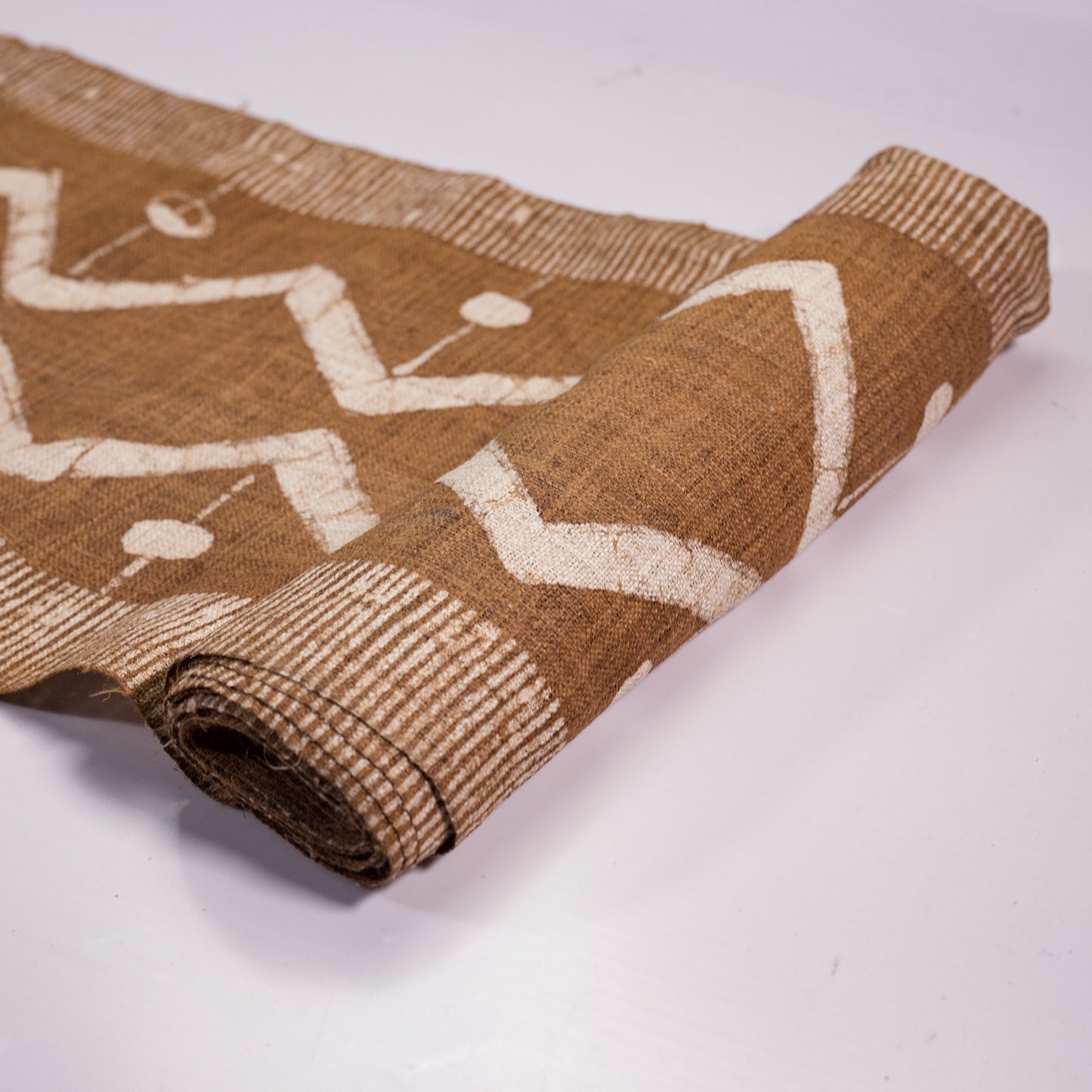 Handwoven hemp fabric, BROWN dyeing yam, H'mong rhombus pattern