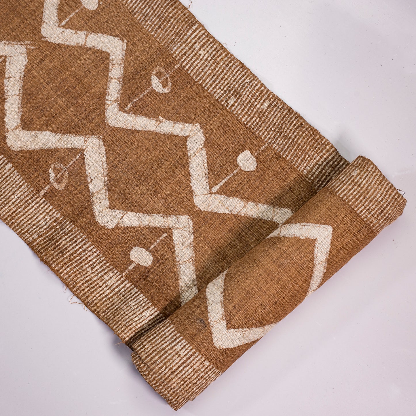 Handwoven hemp fabric, BROWN dyeing yam, H'mong rhombus pattern