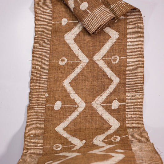 Handwoven hemp fabric, BROWN dyeing yam, H'mong rhombus pattern