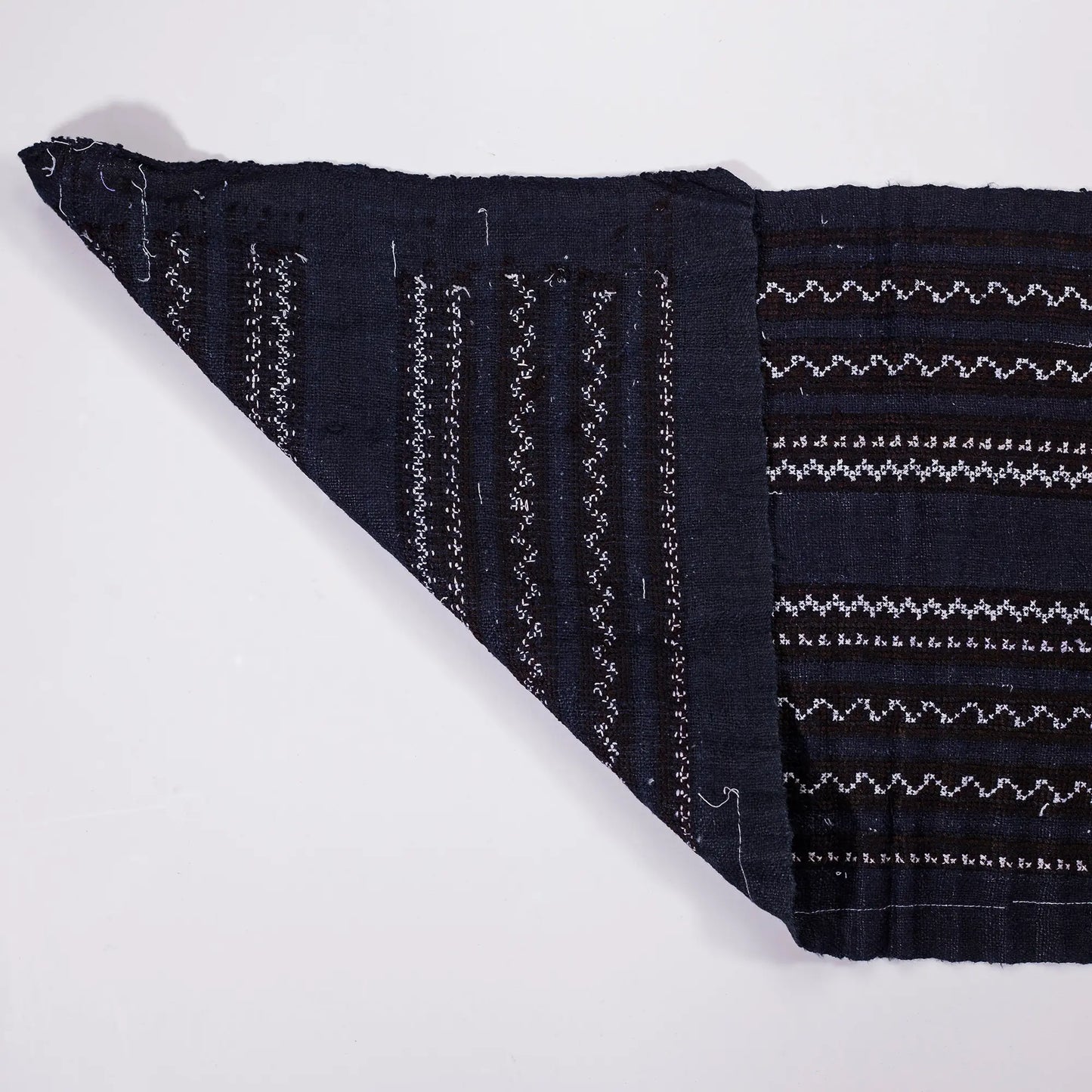 Vintage cross-stitch embroidery roll, multiple zigzag stitches