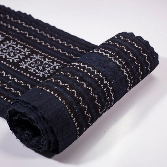 Vintage cross-stitch embroidery roll, multiple zigzag stitches