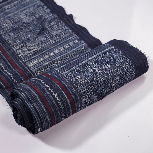 Authentic Vintage H'mong Hemp Textile – Indigo Batik in cotton