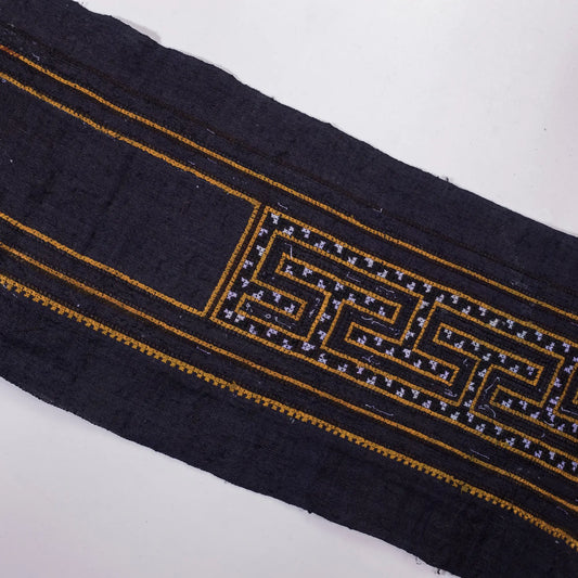 Vintage cross-stitch embroidery roll, labyrinth pattern