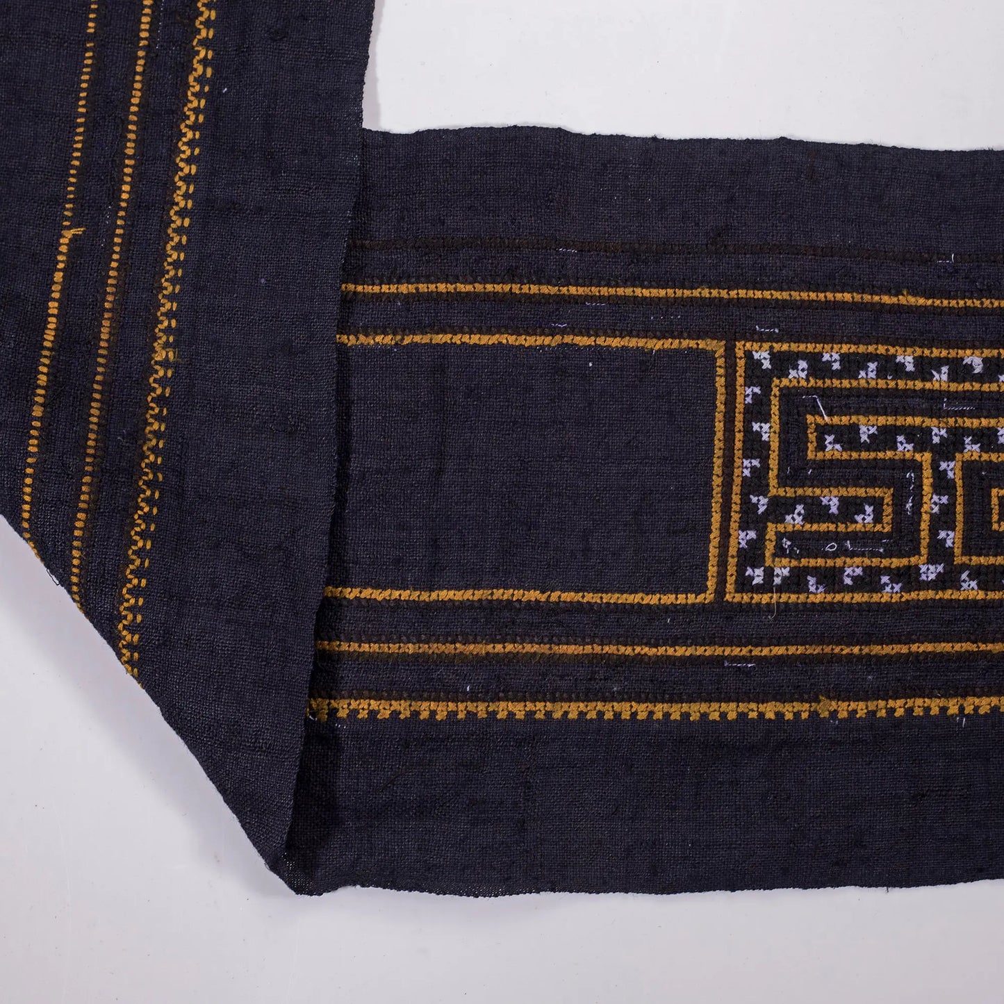 Vintage cross-stitch embroidery roll, labyrinth pattern