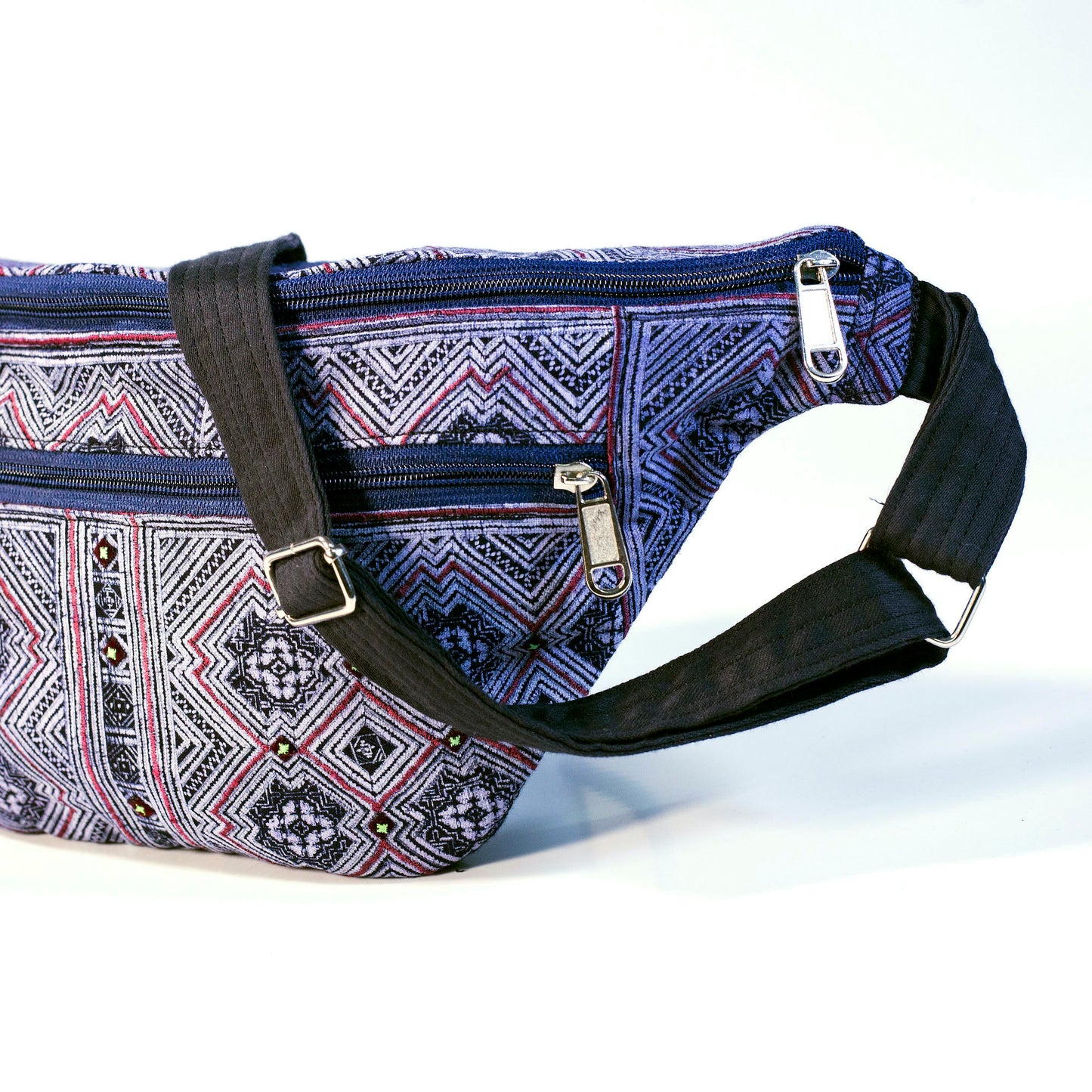 Sling bag, batik fabric, H'mong tribal pattern 1