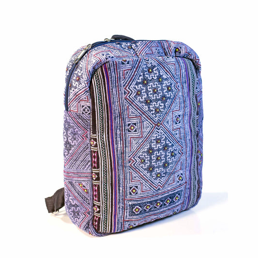 Batik backpack, medium size in a unique design, tribal pattern