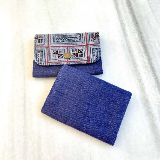 Vindigo wallet navy embroidered front with plain back