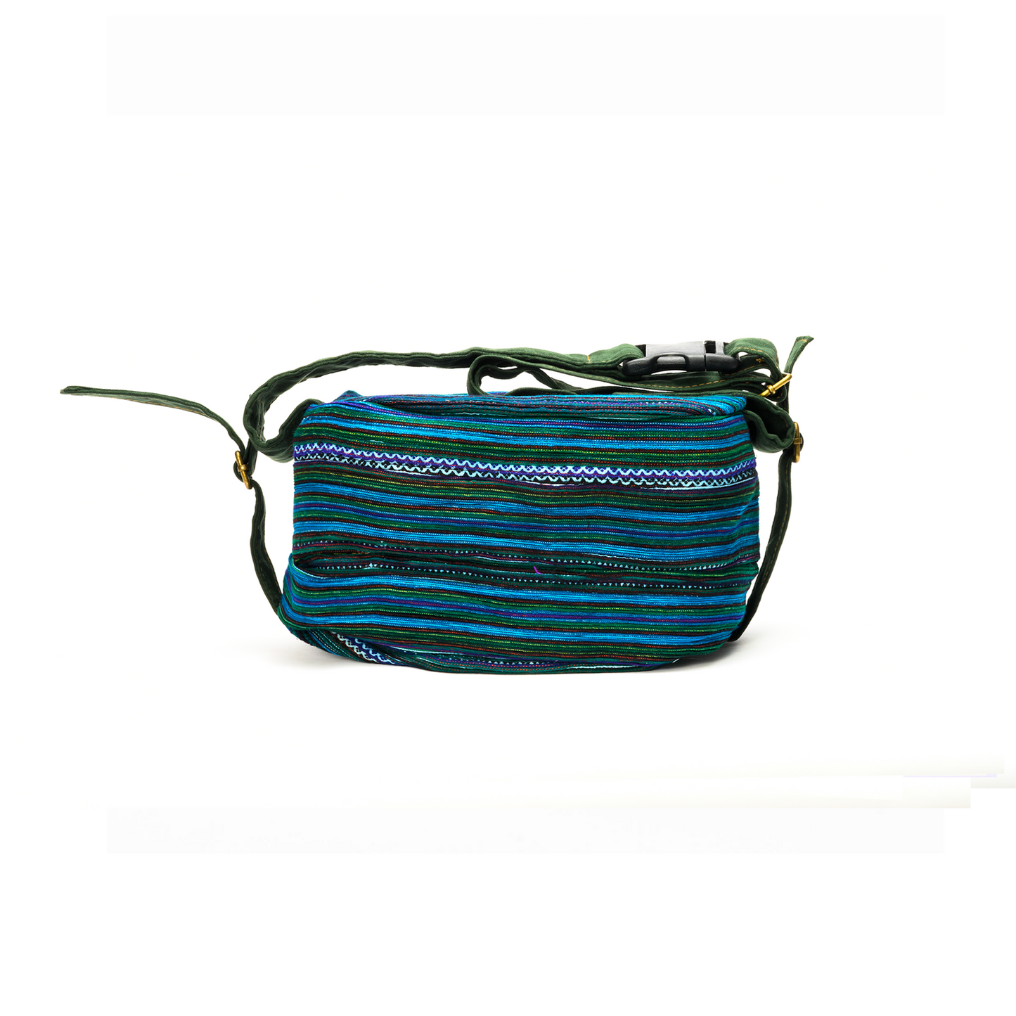 Green Waist bag, embroidery and faux leather