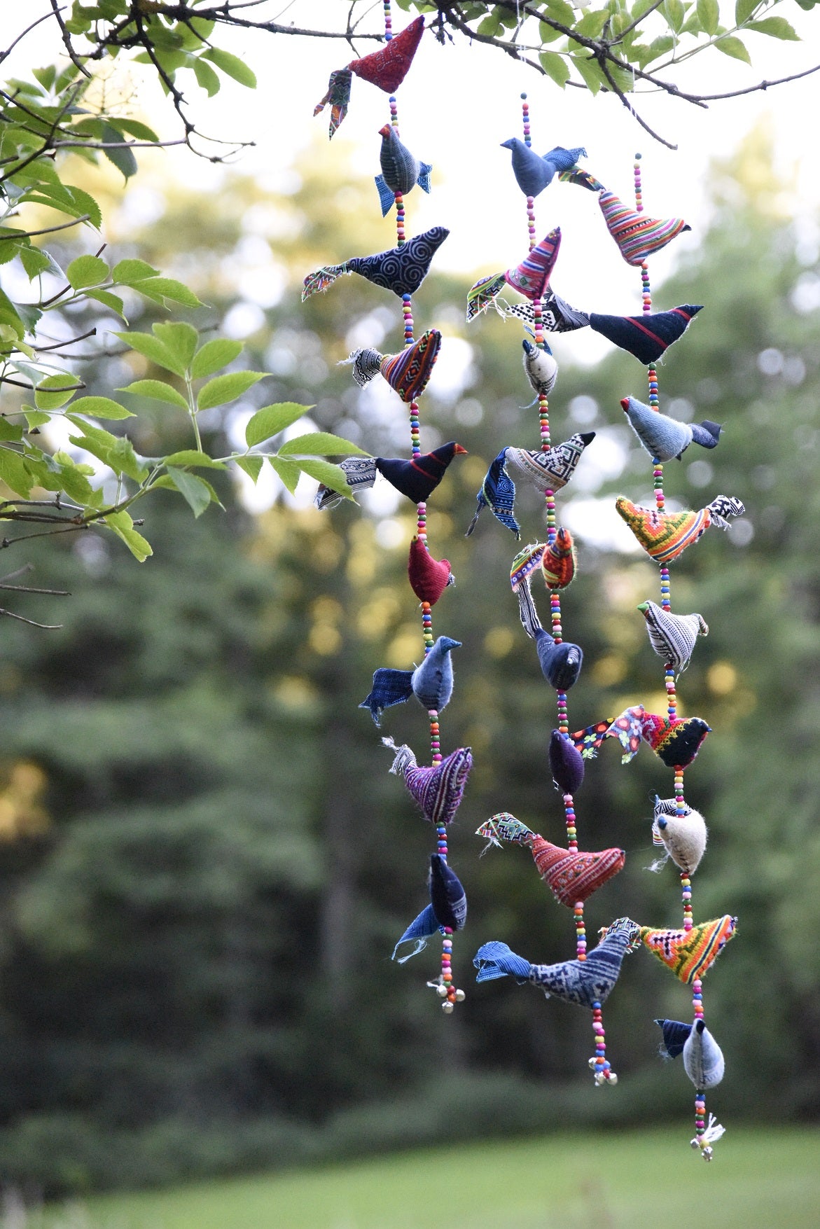 Bird string from hand-made tribal fabrics