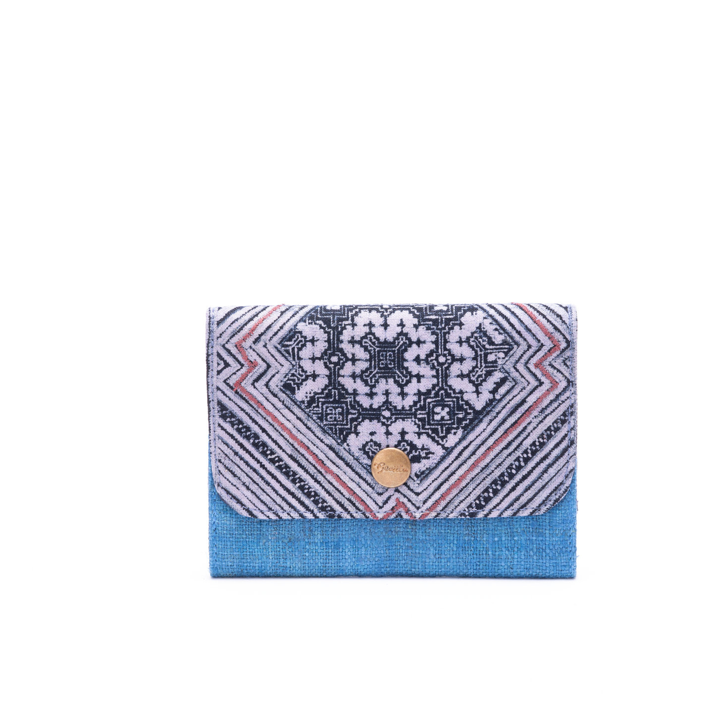 Blue Hemp card holder, Indigo Batik fabric