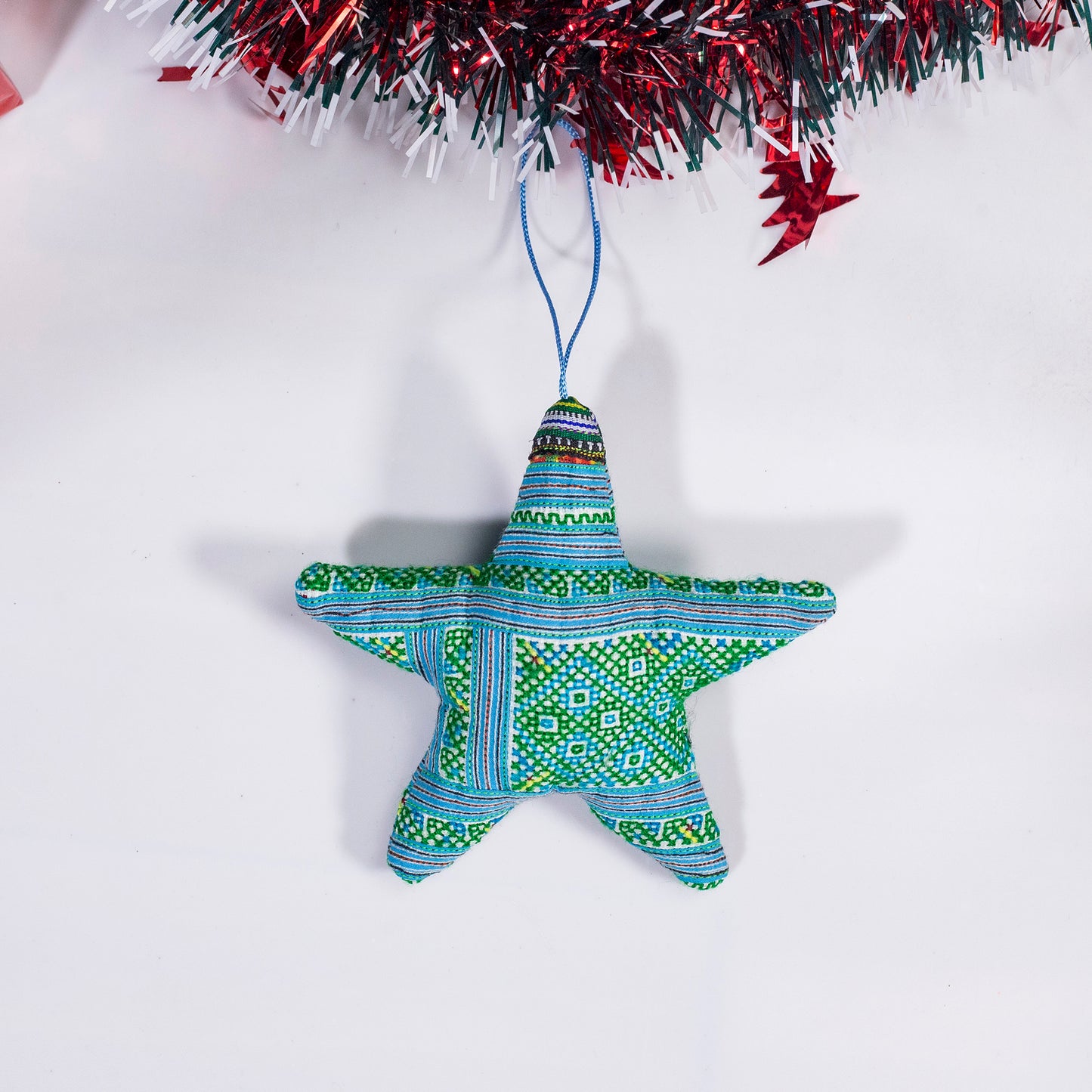 Christmas Tree decor- Blue embroidery