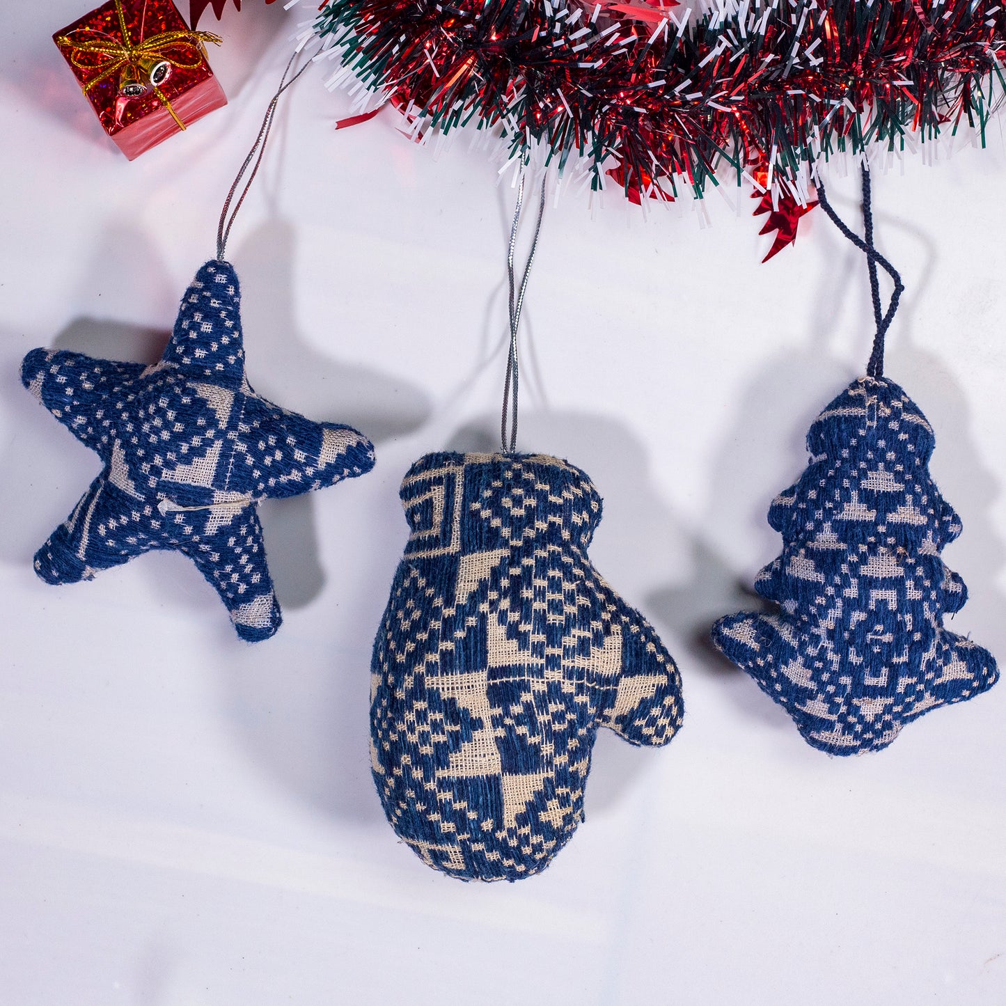 Christmas Tree decor- Blue Hand-woven fabric