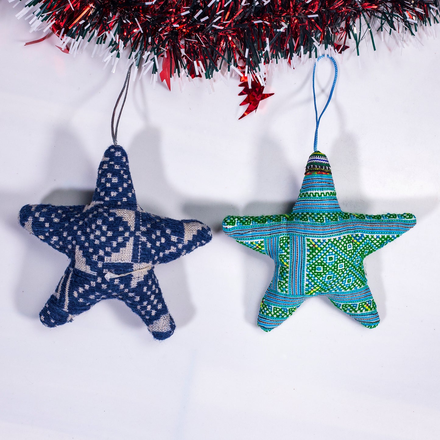 Christmas Tree decor- Blue Hand-woven fabric