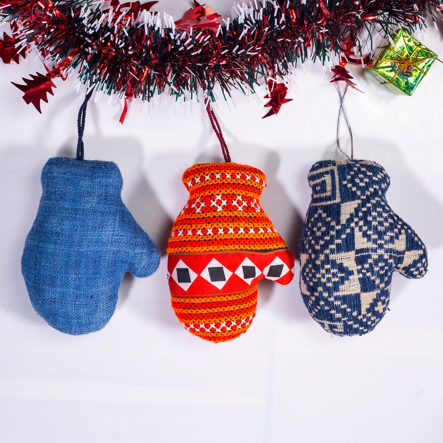 Christmas Tree decor- Blue Hand-woven fabric