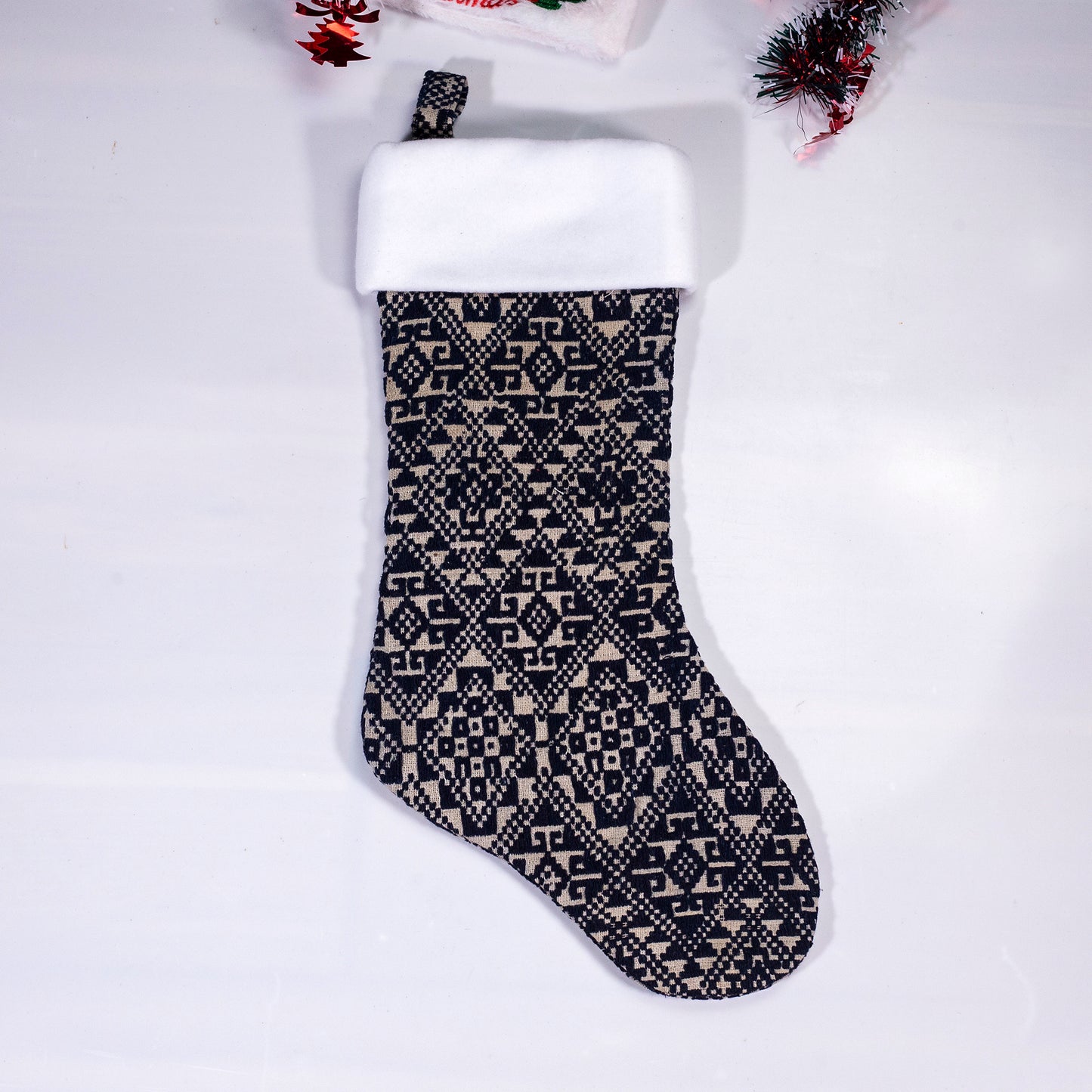 Christmas Stockings - Black and Blue embroidery