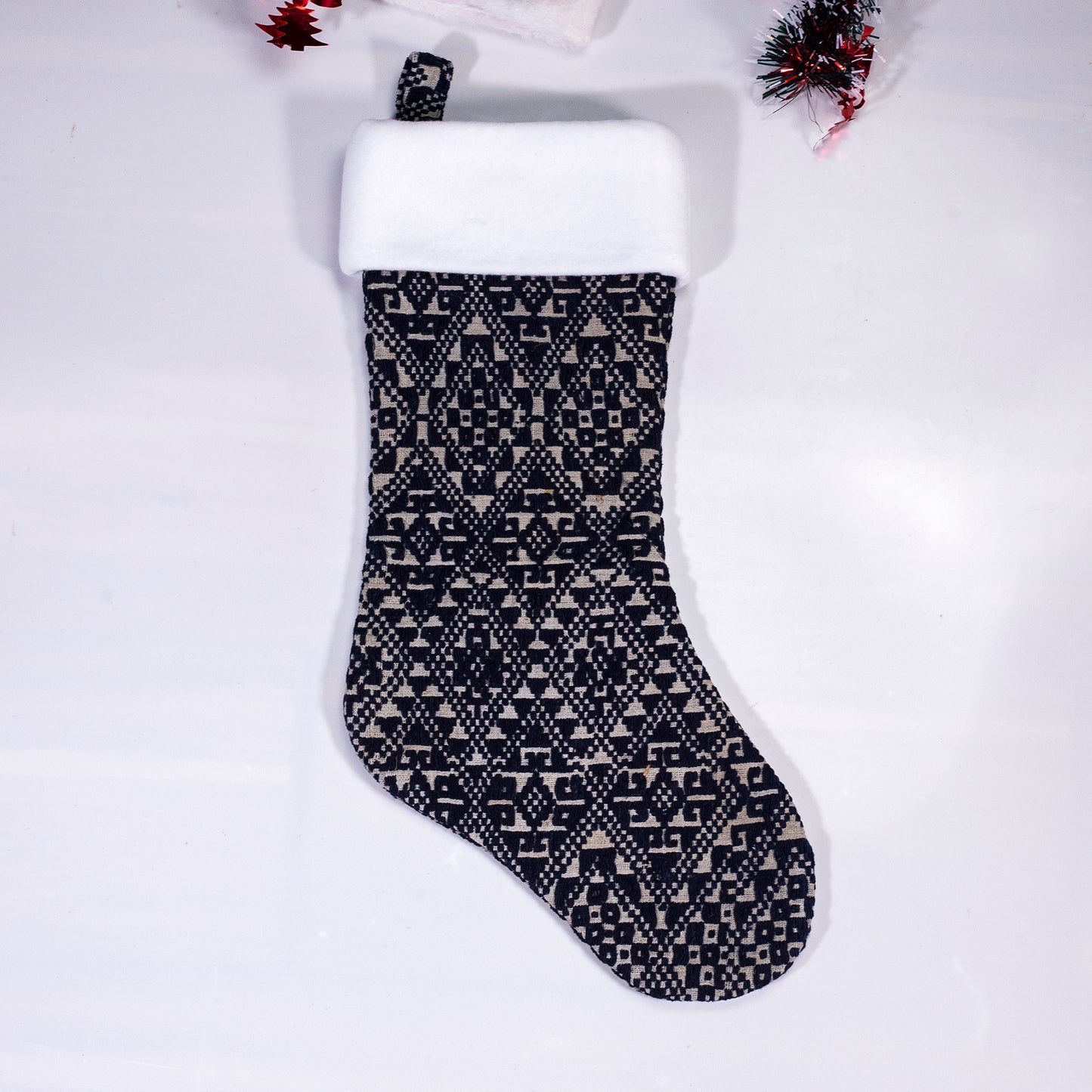 Christmas Stockings - Black and Blue embroidery