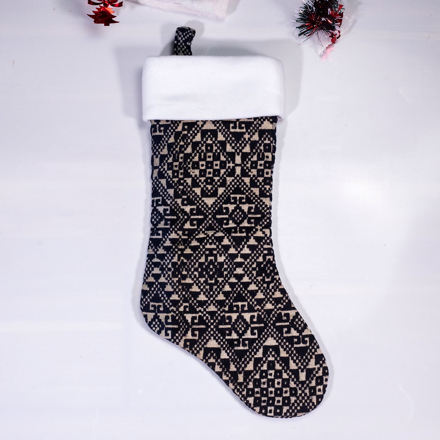 Christmas Stockings - Black and Blue embroidery