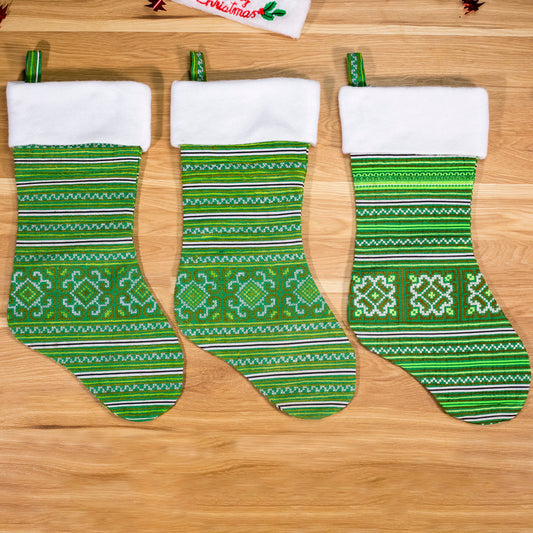 Christmas Stockings - Green and White