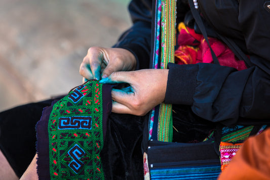 Unique vintage embroidery, luxury rectangle flat faux purse, silk hand-embroidered, tribal pattern